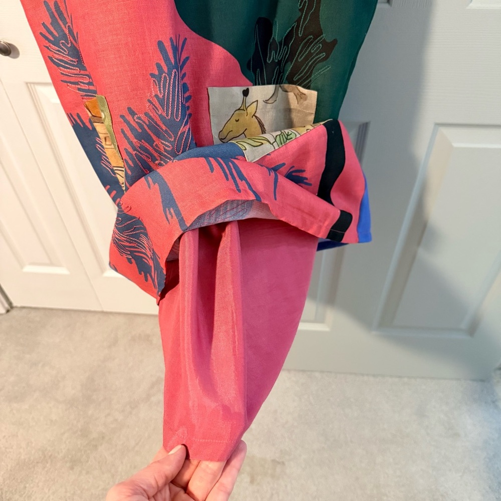 NEW ANTHROPOLOGIE: Safari Colorblock Print Shift Dress-Coral, Green, Blue, Black - Picture 8 of 9